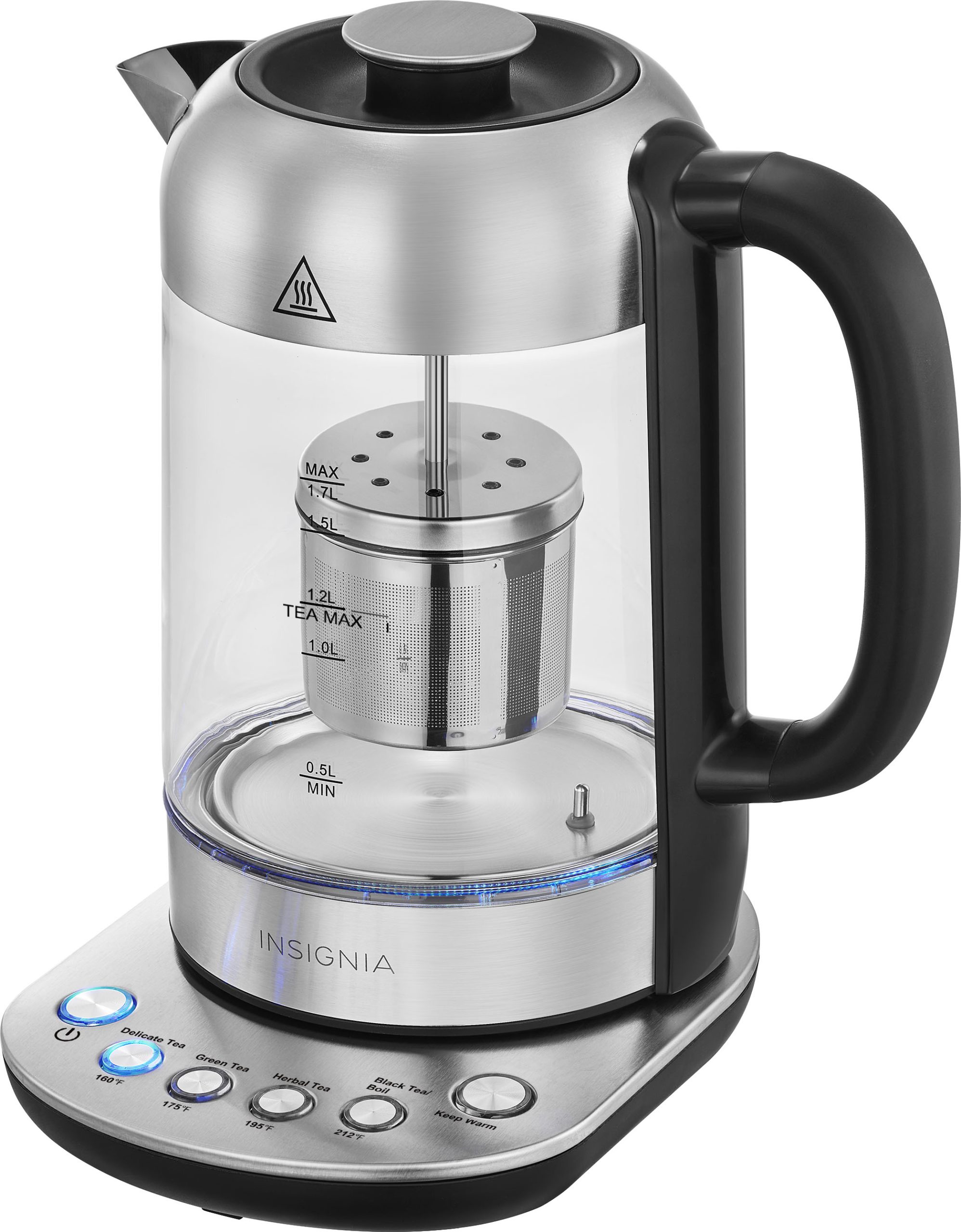 Insignia™ – 1.7 L Electric Glass Kettle with Tea Infuser – Clear/Stainless Steel – Just $19.99 at Best Buy