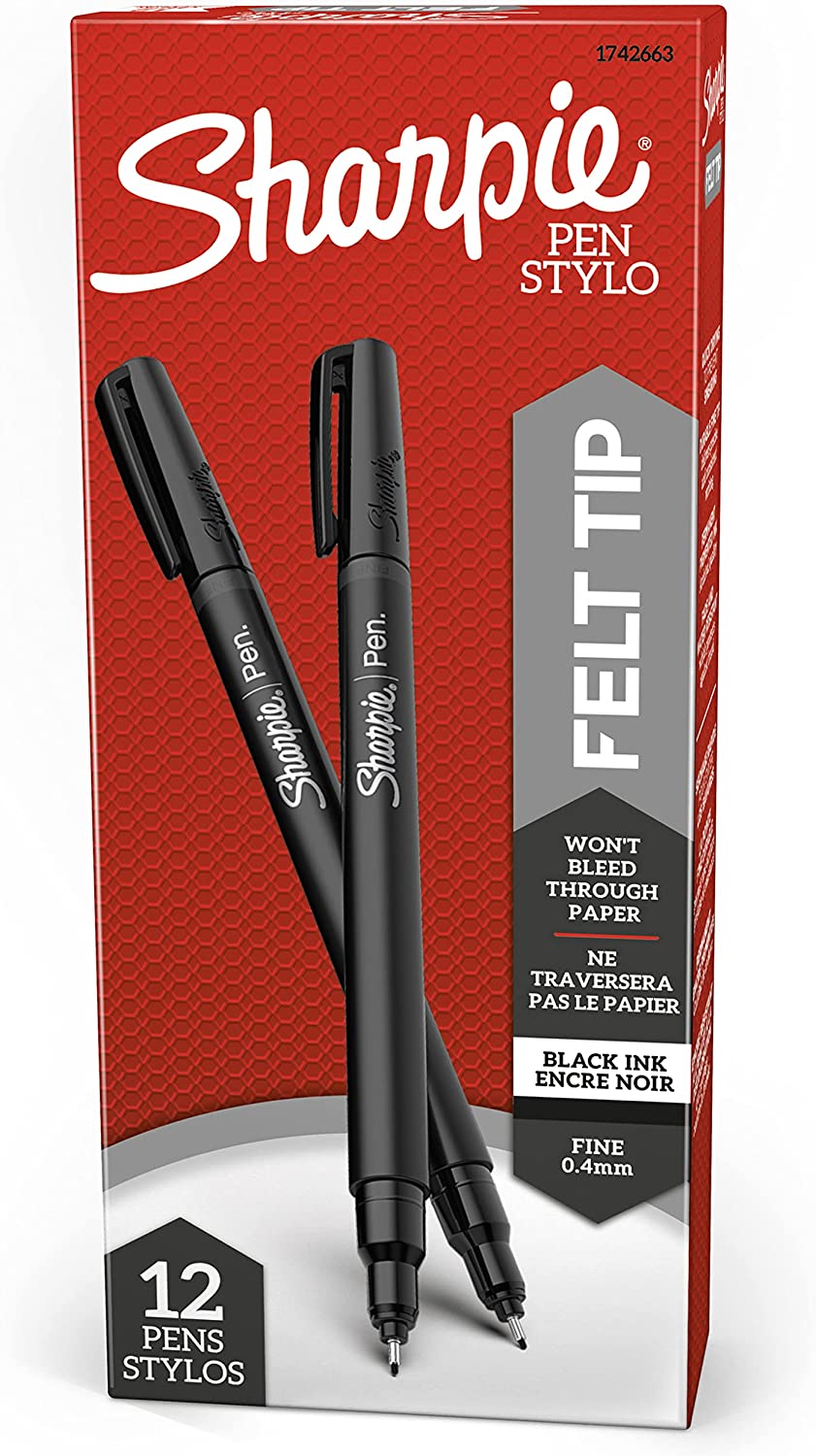 Sharpie Felt Tip Pens, Fine Point, Black, 12 Count – Just $17.99 at Amazon